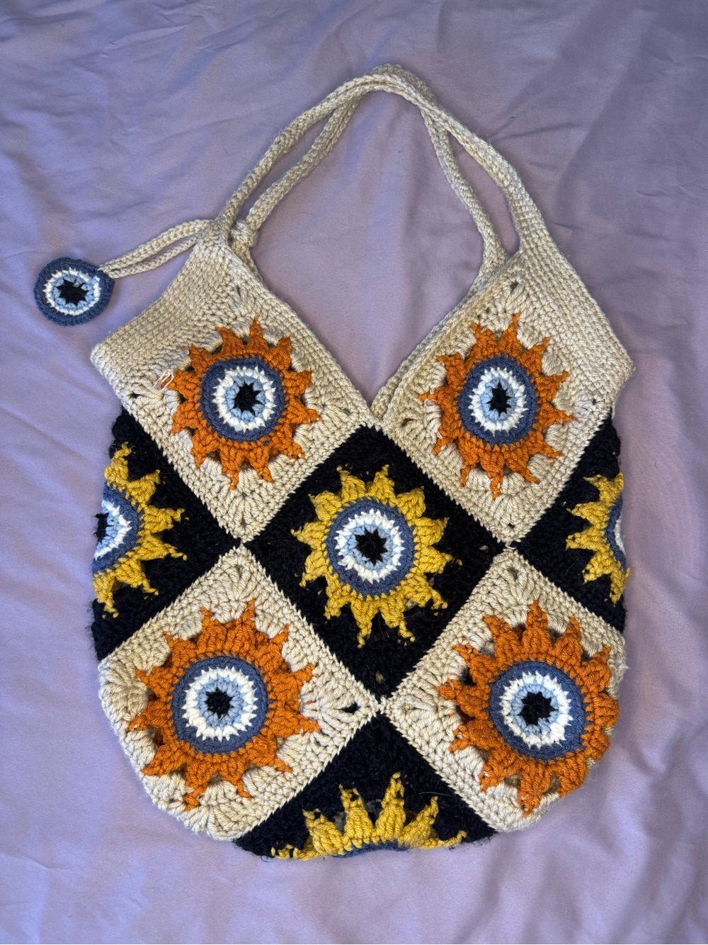 Handmade Crochet Evil Eye 🧿 Shoulder Bag